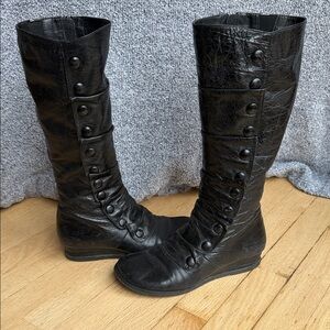 Miz Mooz Black Over the Knee Button Boots